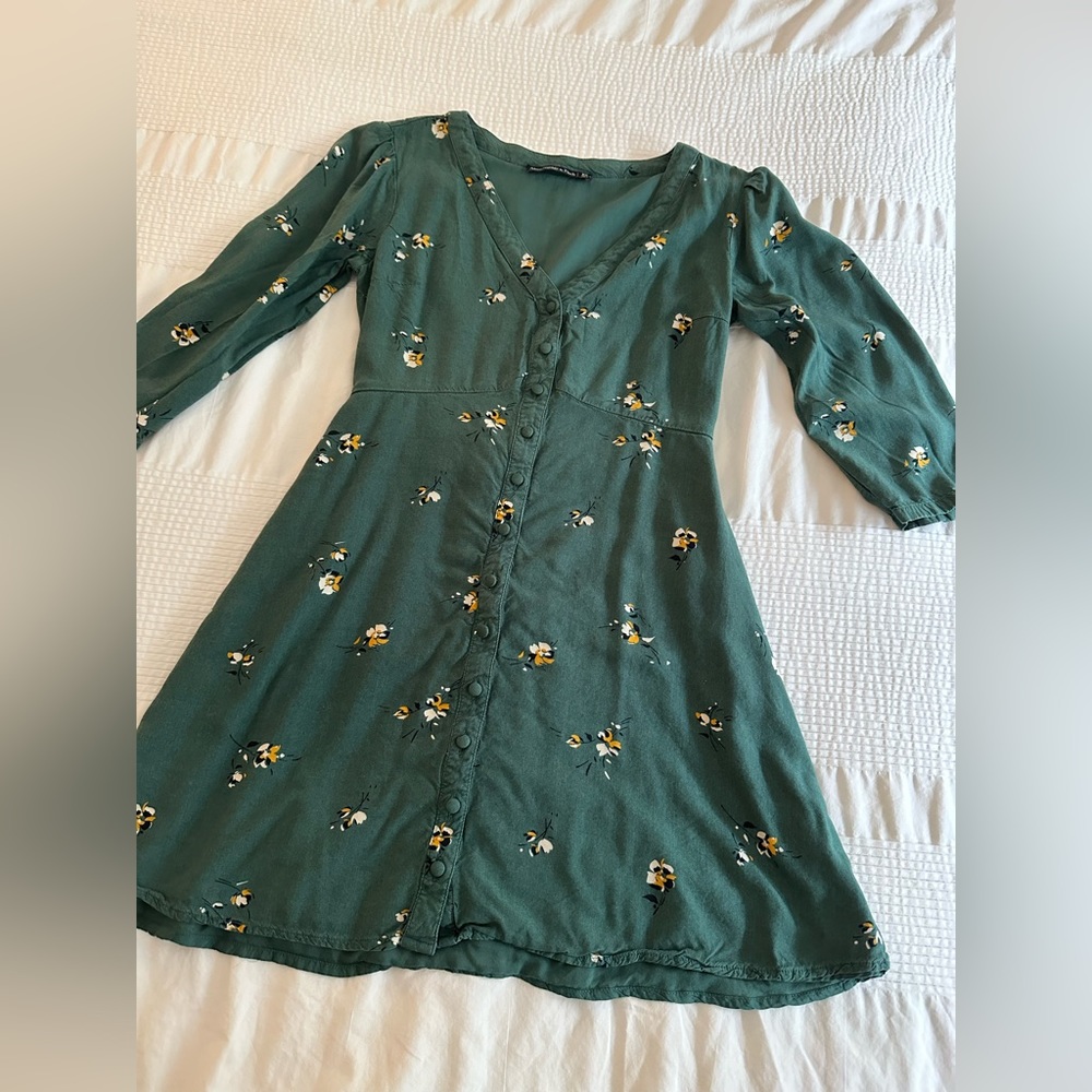 Green Quarter-sleeve Abercrombie cotton dress XS